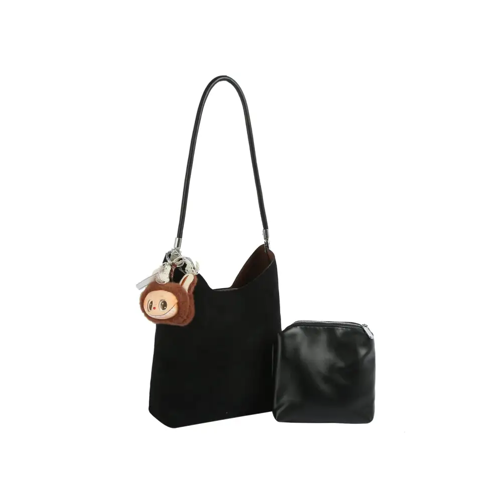 Plush Charm Suede Set Shoulder Bag