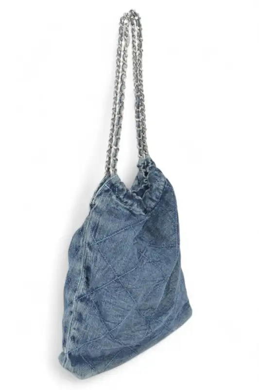 Denim Quilted Shoulder Bag