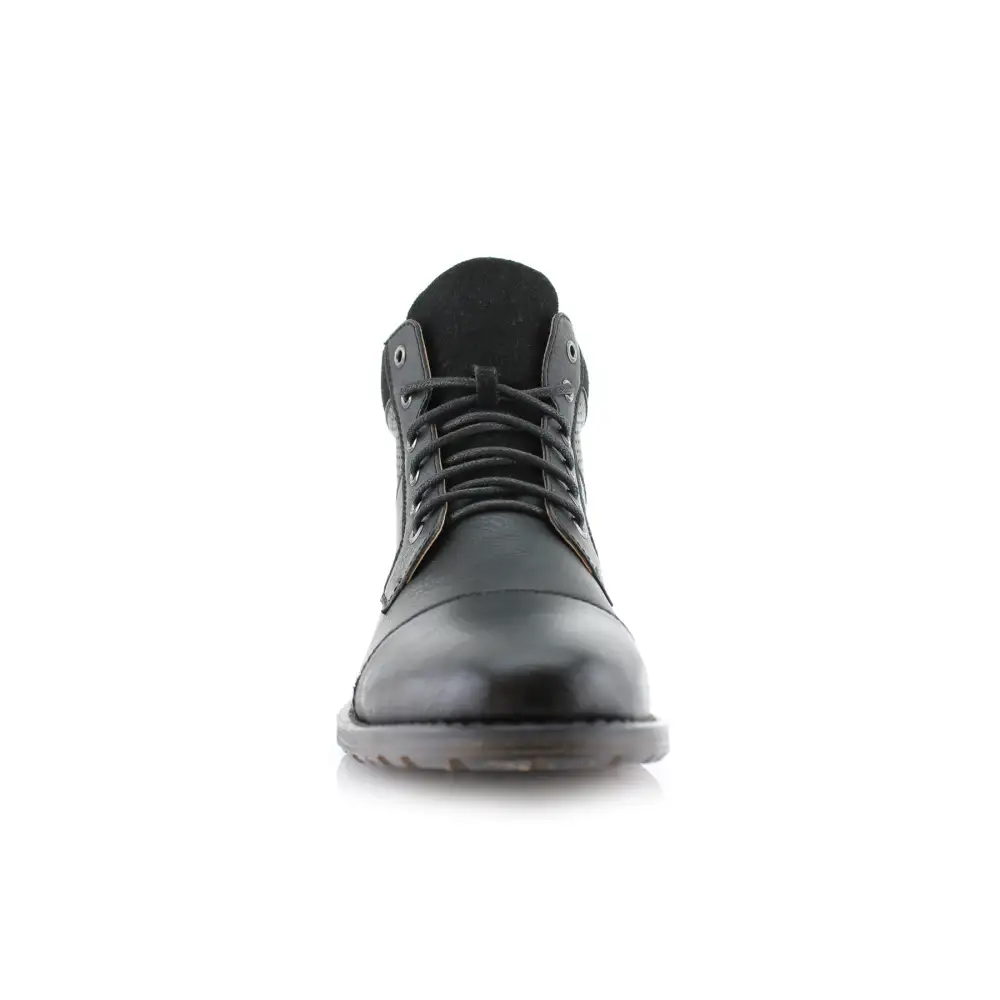 Faux-Suede Suede Faux-Leather Combat Boots
