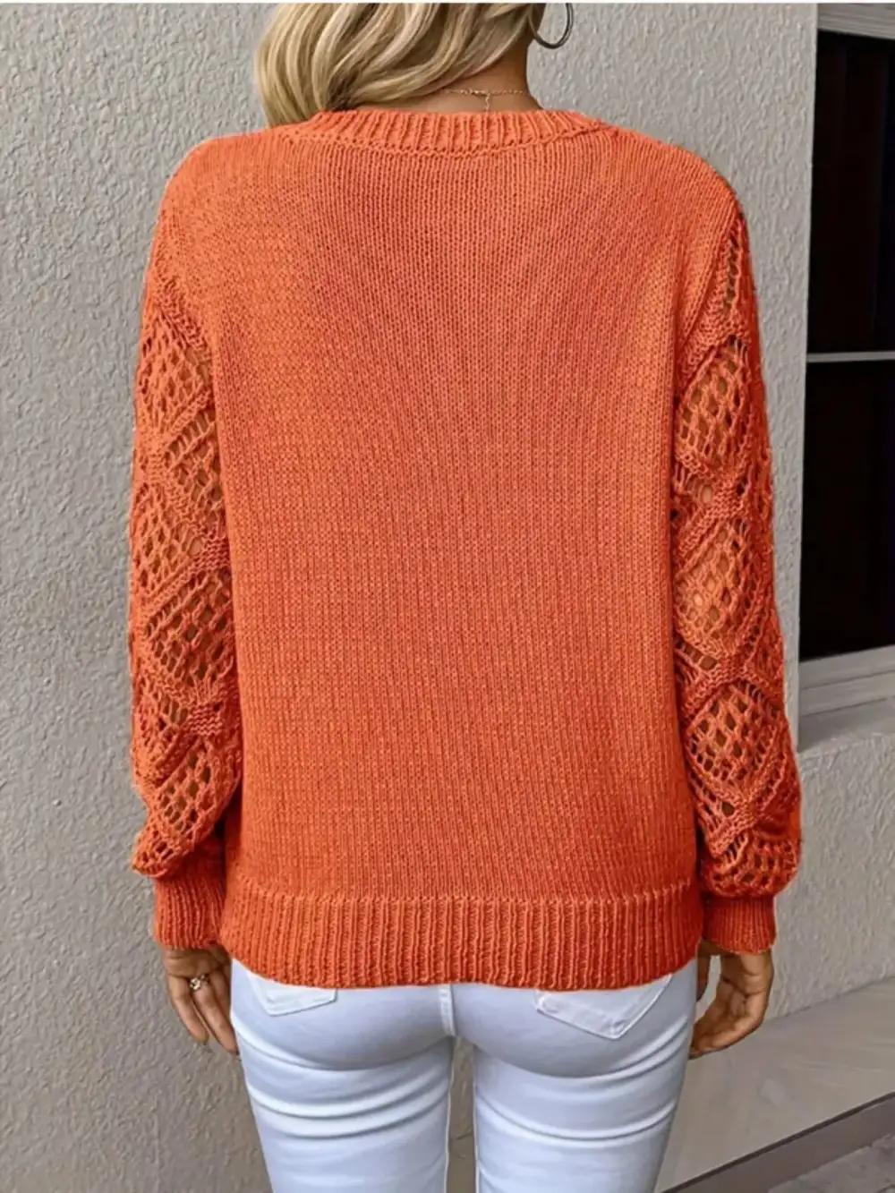 V-Neck Crochet Sweater