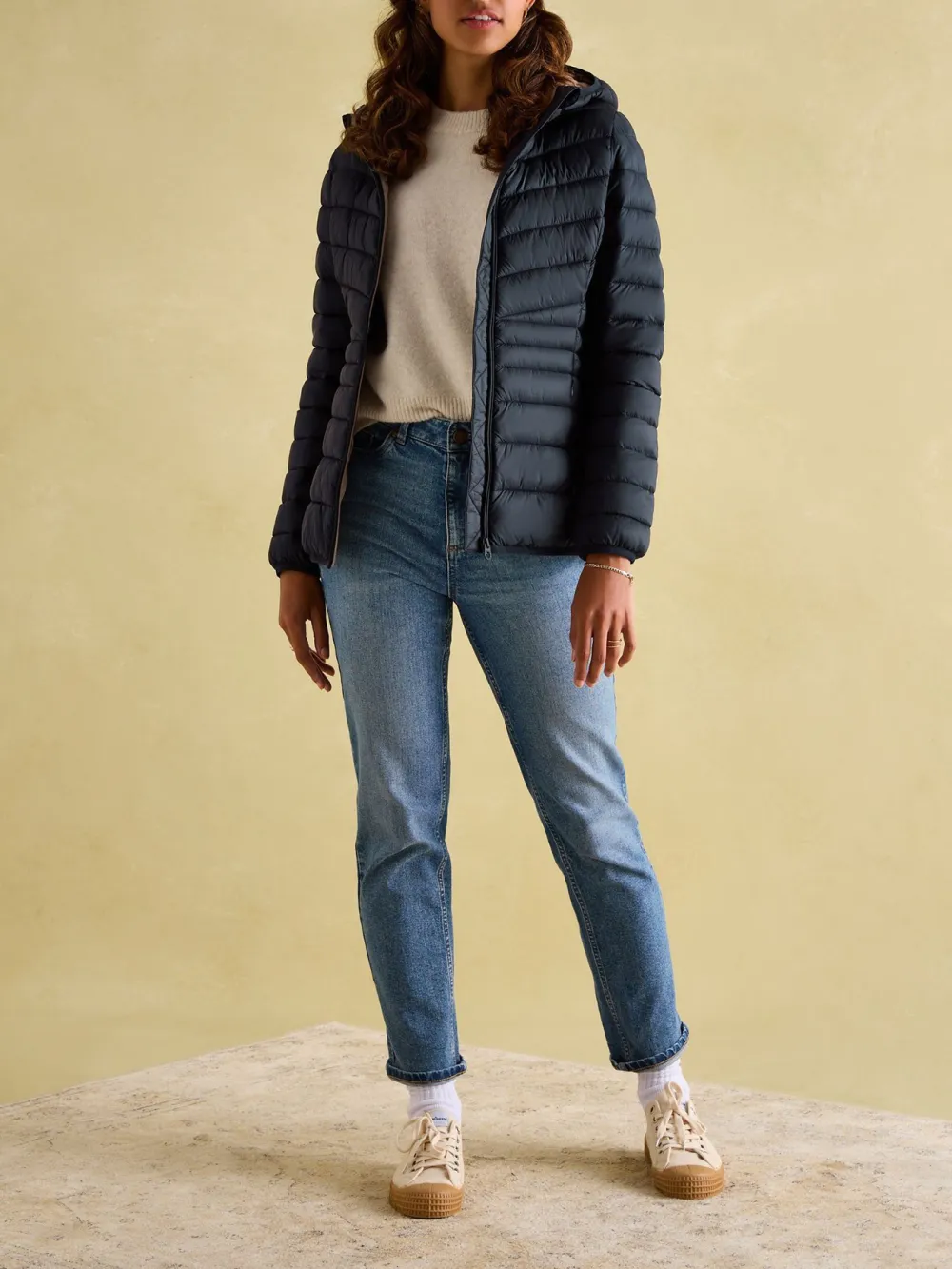 Navy Showerproof Padded Coat with Hood
