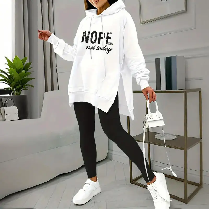 Drawstring Hooded Stretch Women's Matching Set