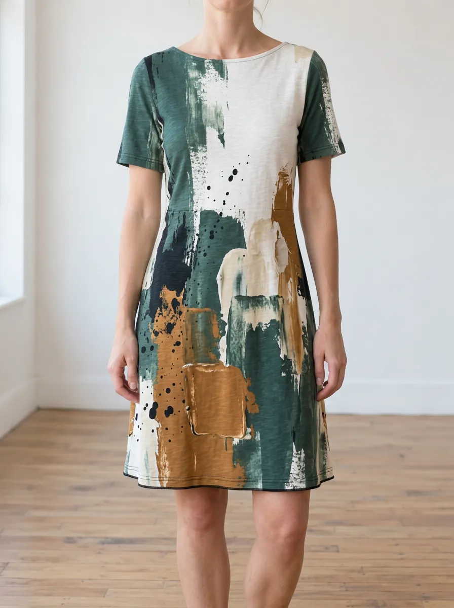 Women's Abstract Print Short Sleeve Dress