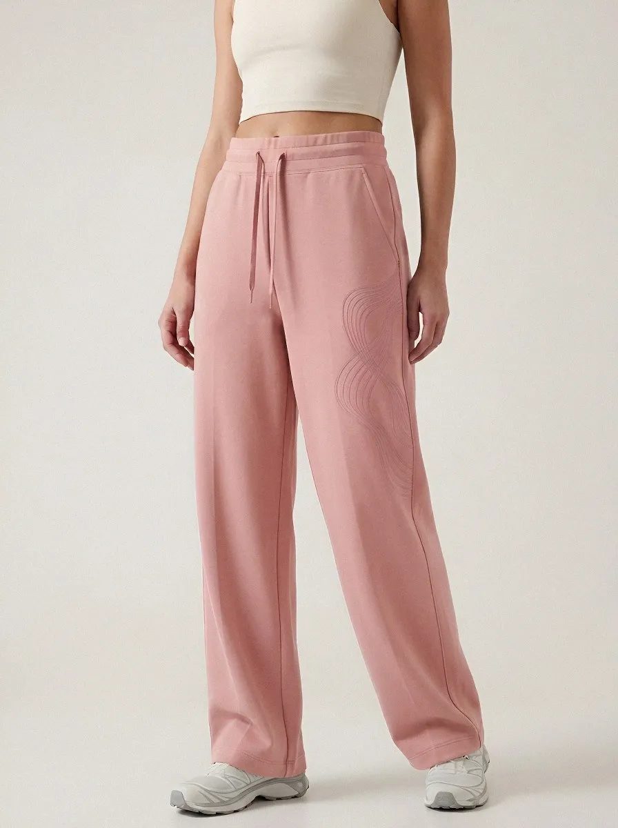 Women's Grey Graphic Detail Wide-Leg Sweatpants