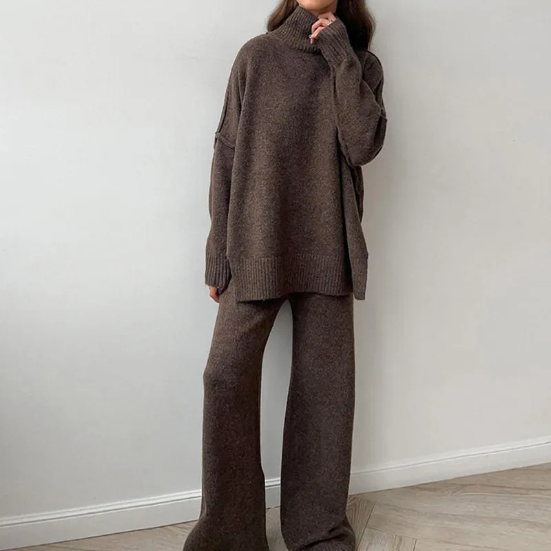 High Neck Sweater Pants Set
