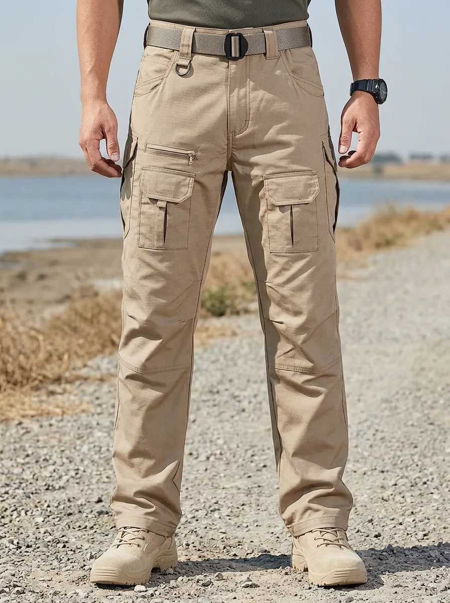 Men's Tactical Outdoor Multi-Pocket Khaki Cargo Pants