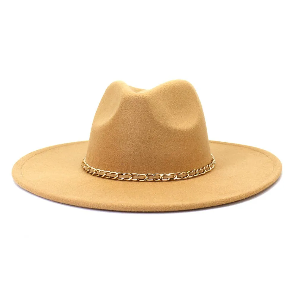 Camel Chain Big Brim Peach Heart Top Hat