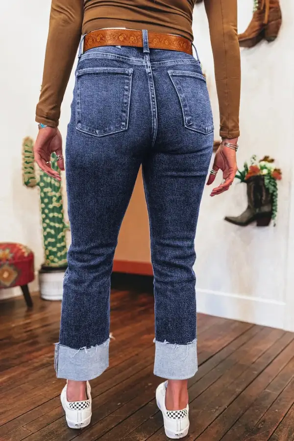 Relaxed High Waist Straight Leg Distressed Denim Jeans