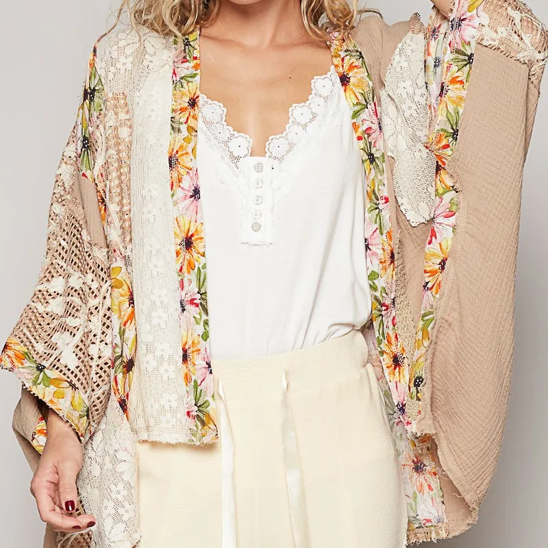 Open Front Crochet Oversized Dropped Shoulder Cardigan