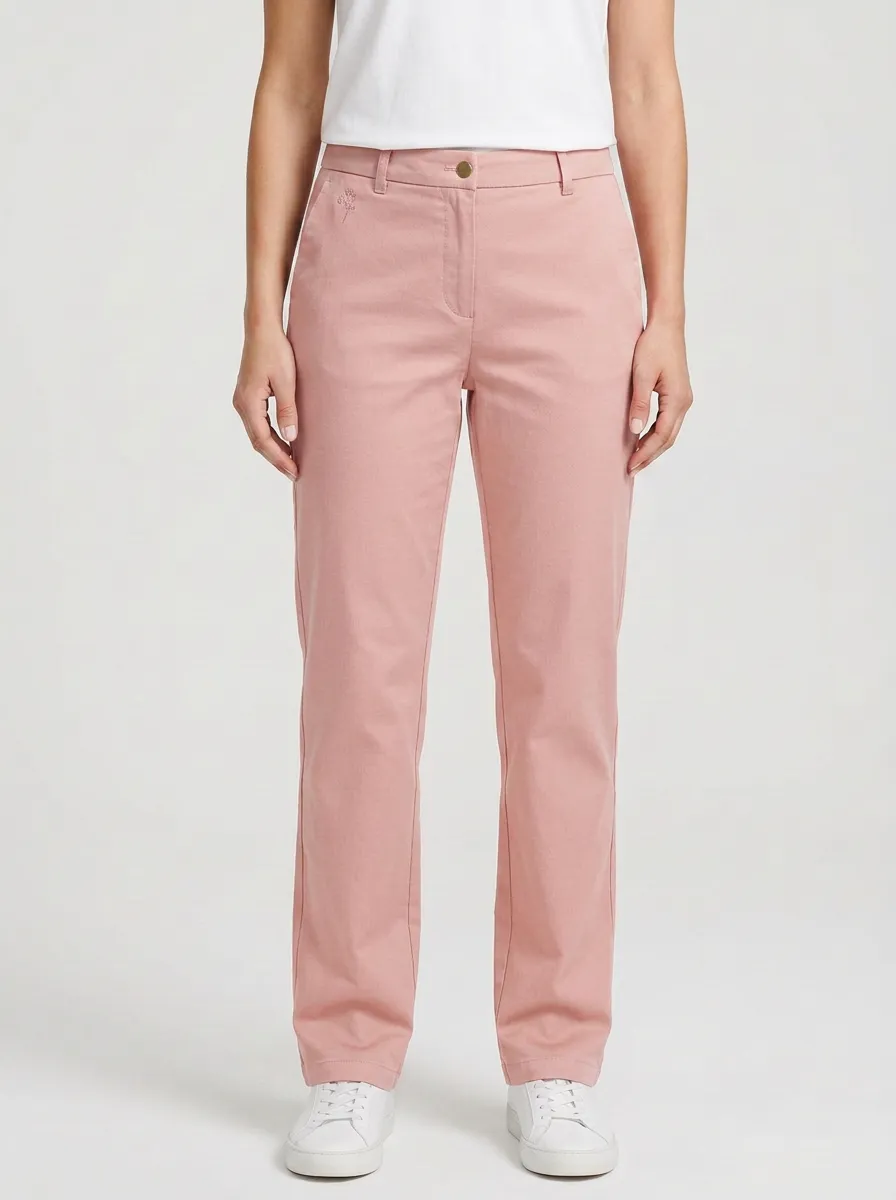 Women's Casual Minimalist Navy Blue Solid Mid-Rise Straight Leg Pants
