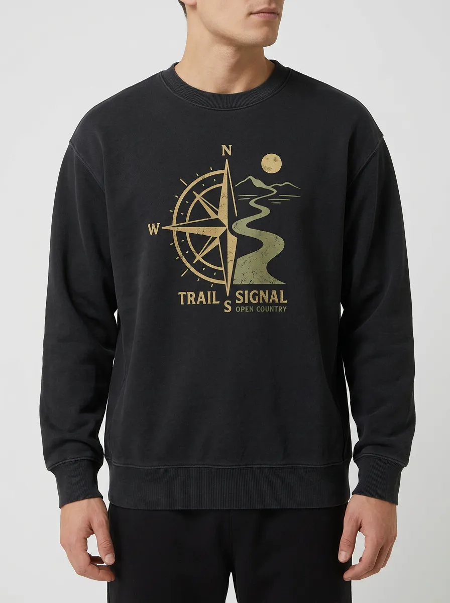 Men's Hiking Lover Compass Trail Printed Sweatshirt
