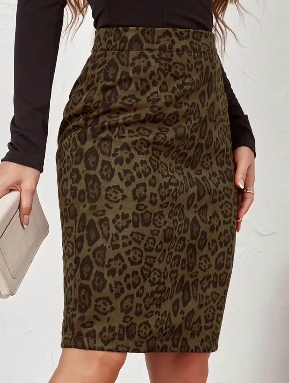 Leopard Print Midi Skirt
