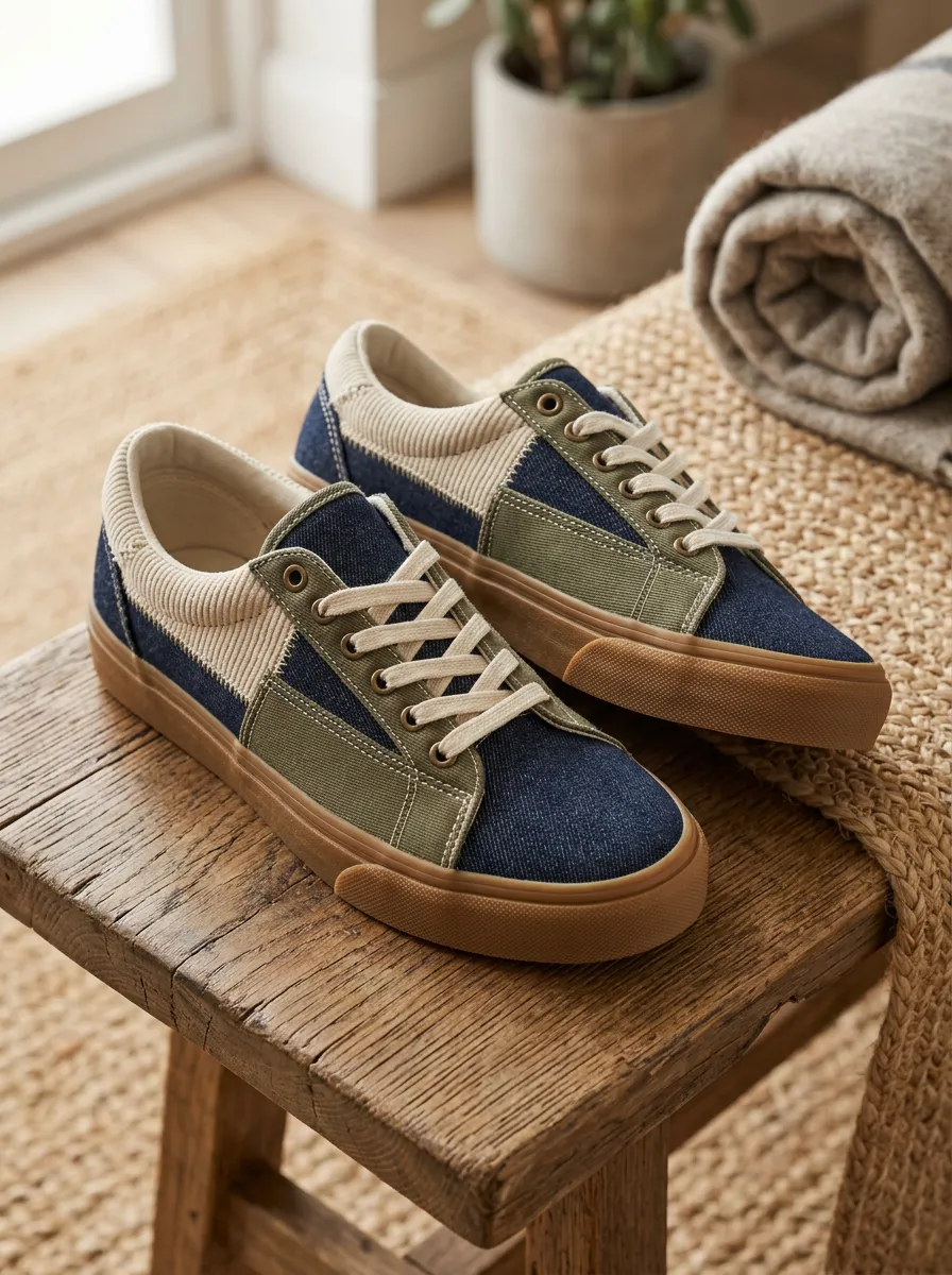 Women's Casual Denim Corduroy Patchwork Printed Sneakers