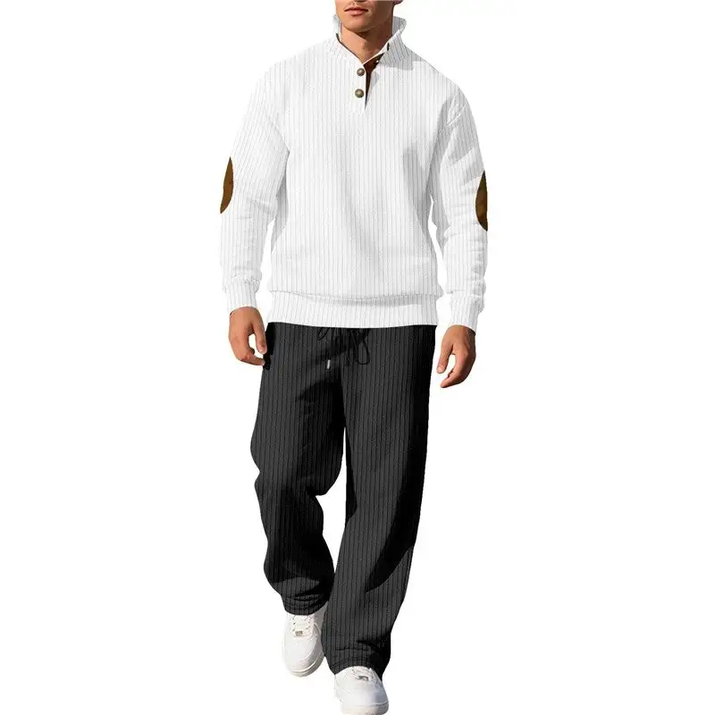 Casual Ribbed Hoodie Sweatpants Set