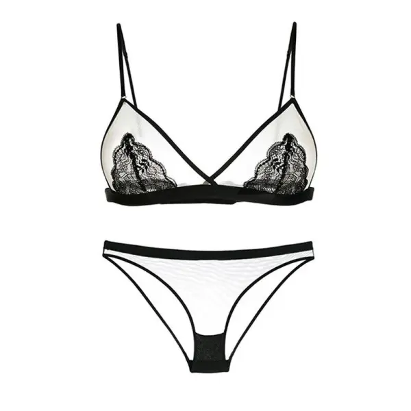 Sheer Lace Trim Lingerie Set