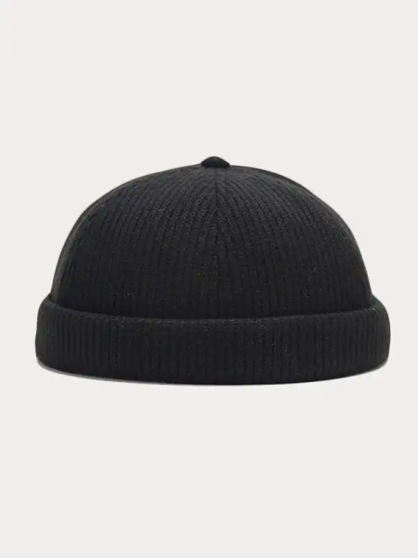 Vintage-Inspired Knit Brimless Beanie Hat