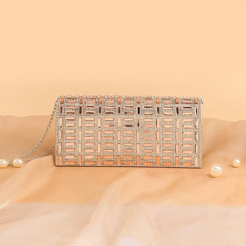 Party Vintage Glass Rhinestone Geometric Clutch Bag