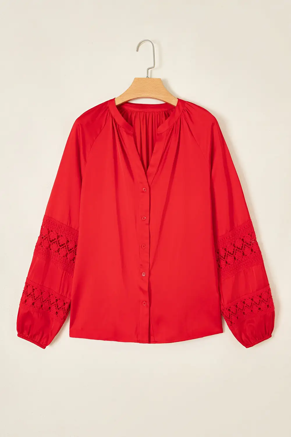 Women's Patchwork Lace V Neck Blouse