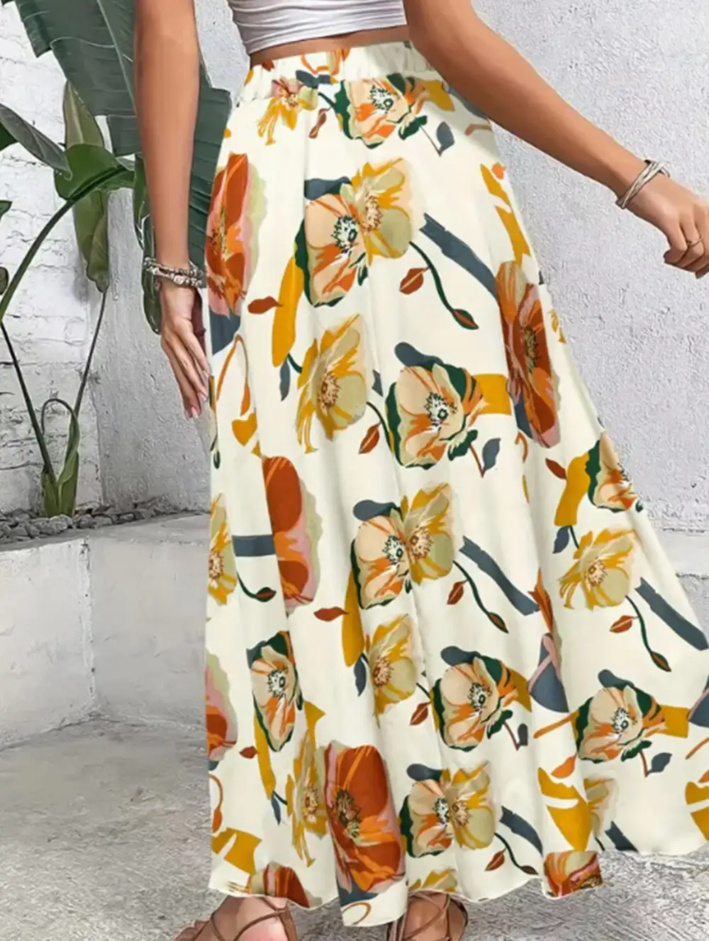 Elegant Printed Midi Skirt