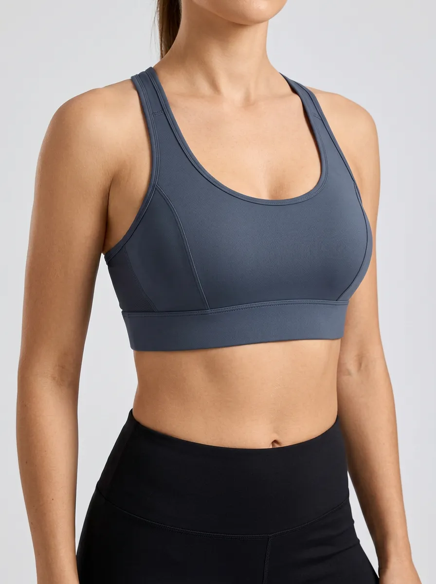 Women's Studio Scoop Neck Racerback Zip Front Sports Bra