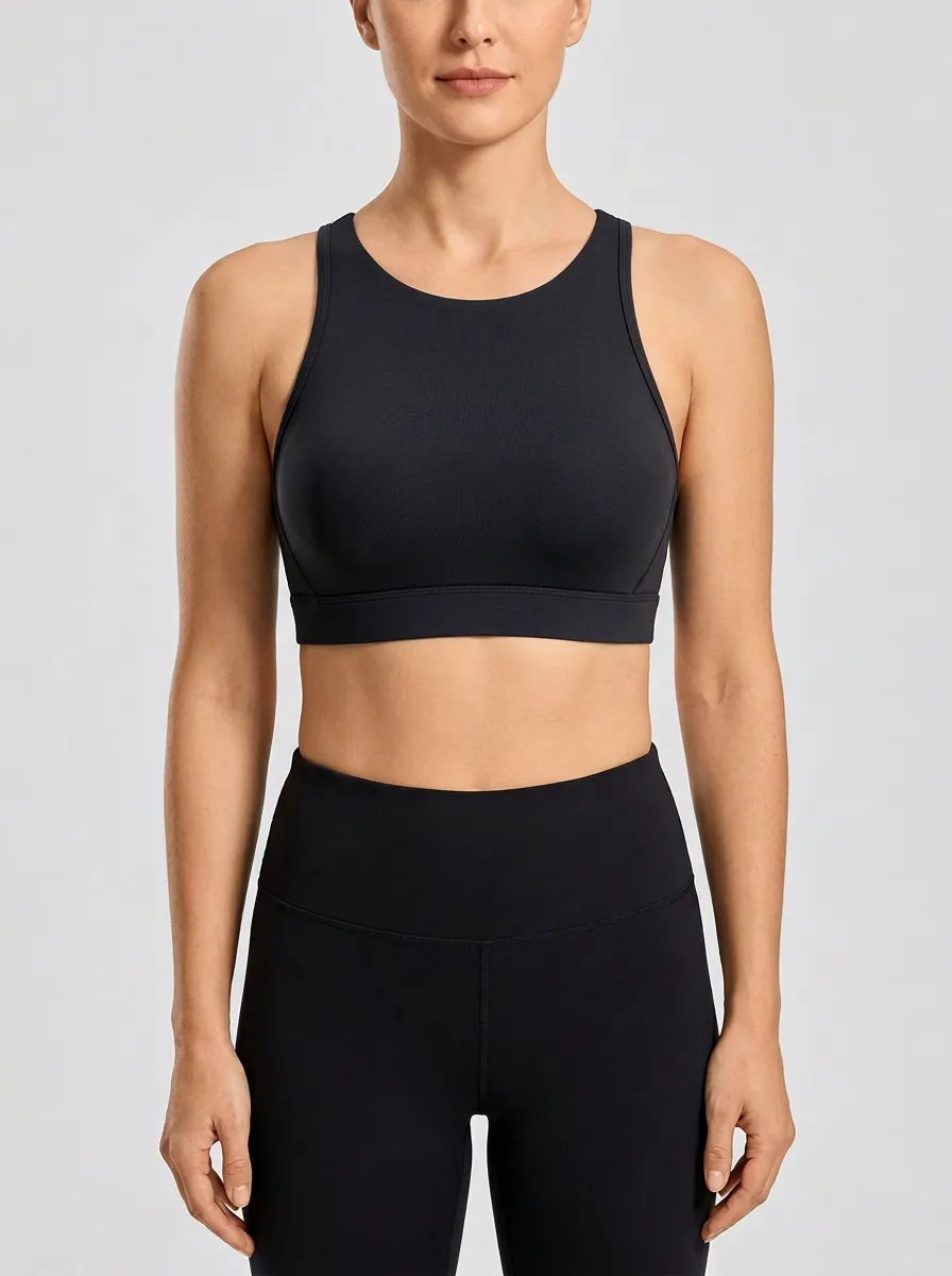 Women's High-Neck Racerback Wide-Band Sports Bra