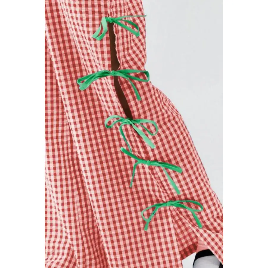 Side Tied Plaid Pants