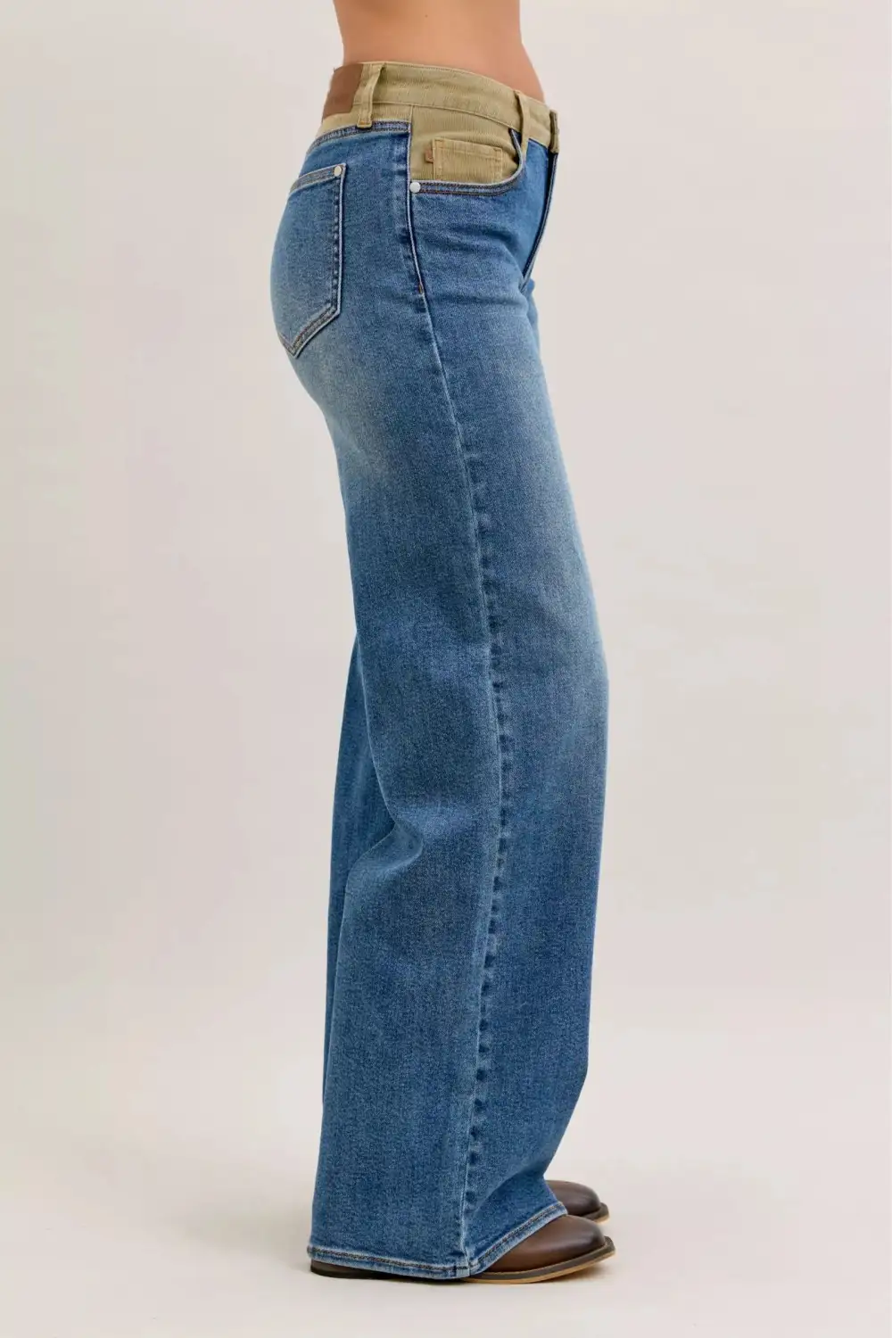 Mid Rise Corduroy Straight Leg Jeans