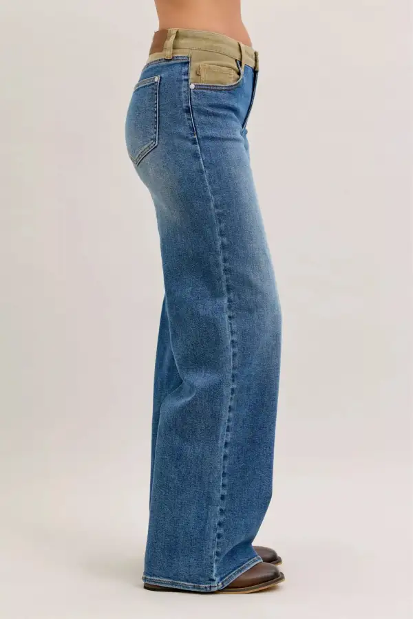Mid Rise Corduroy Straight Leg Jeans