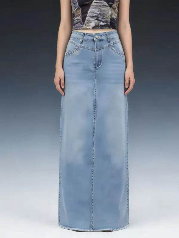Raw Hem Maxi Skirt
