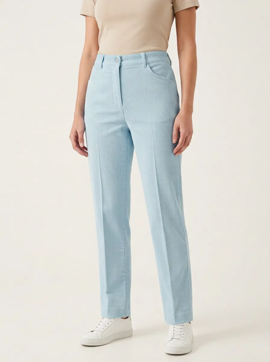 Women's High-Rise Crease-Front Five-Pocket Straight-Leg Corduroy Pants