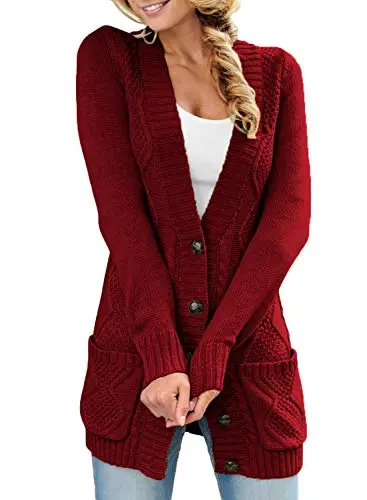 Women Open Front Cardigan Sweater Button Down Knit Sweater Coat