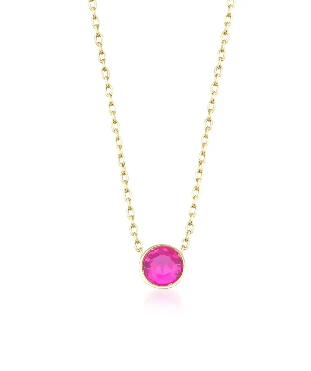 Delicate Bezel Set Solitaire Ruby Necklace