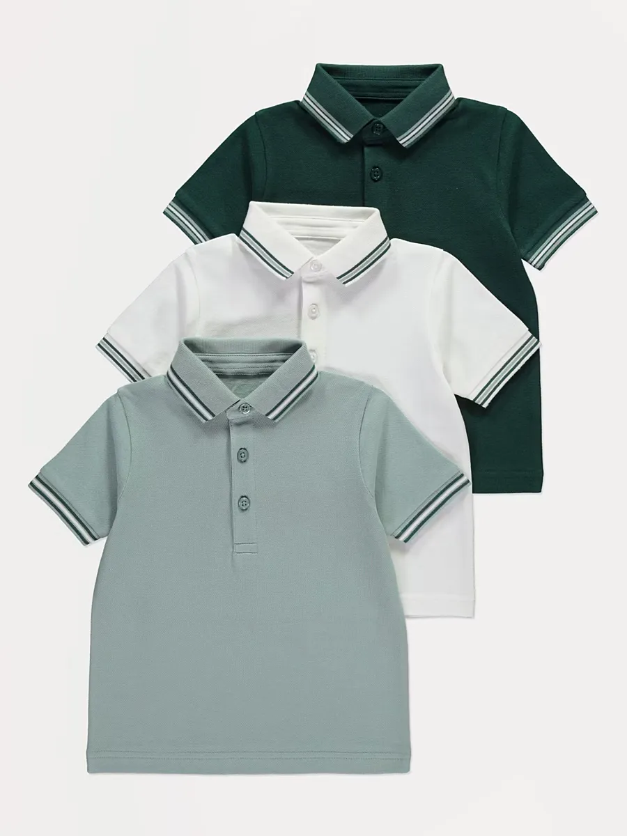 Green Short Sleeve Polo Shirts 3 Pack