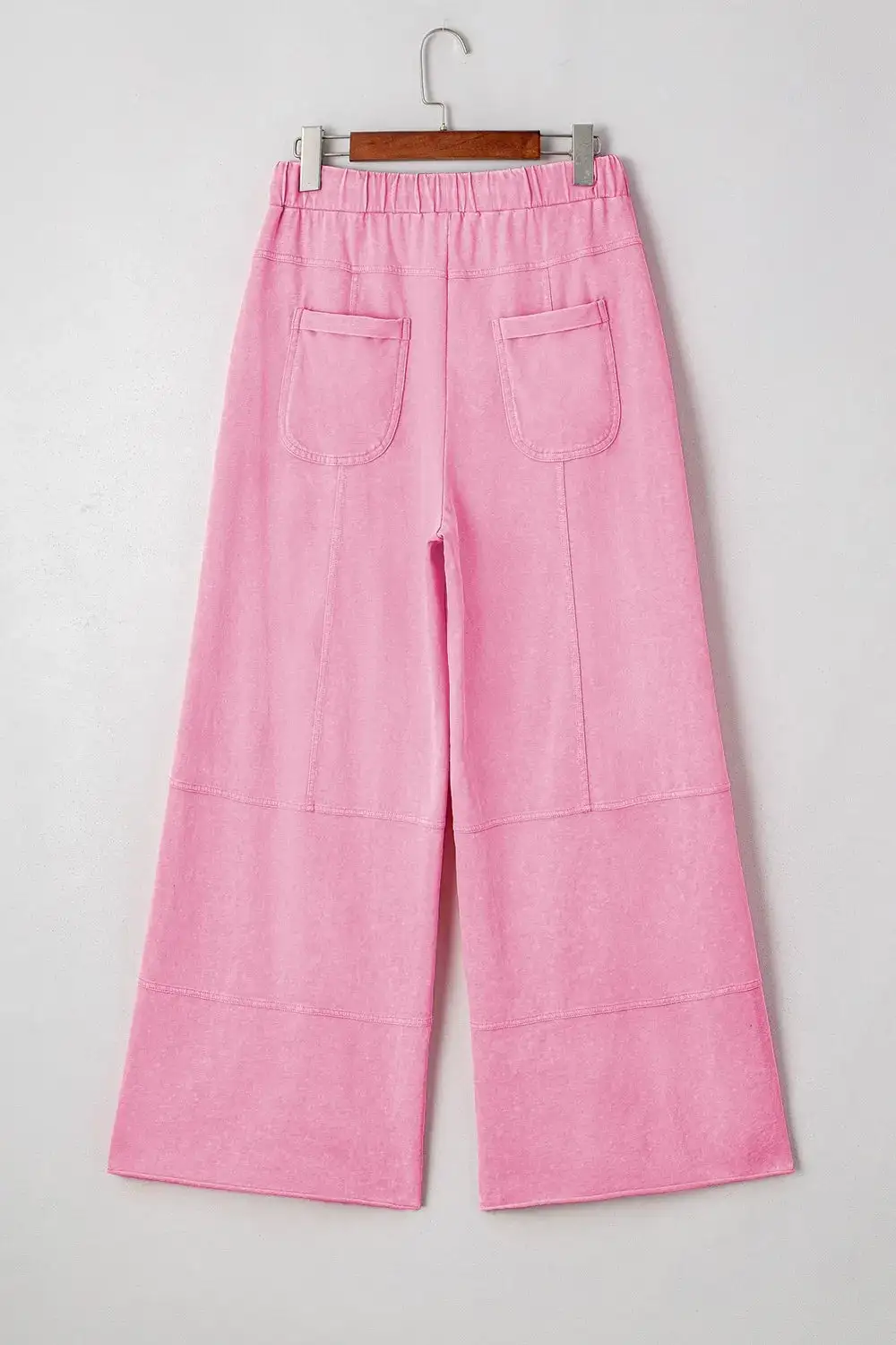 Mineral Wash Exposed Seam Drawstring High Waist Wide Leg Cargo Pants