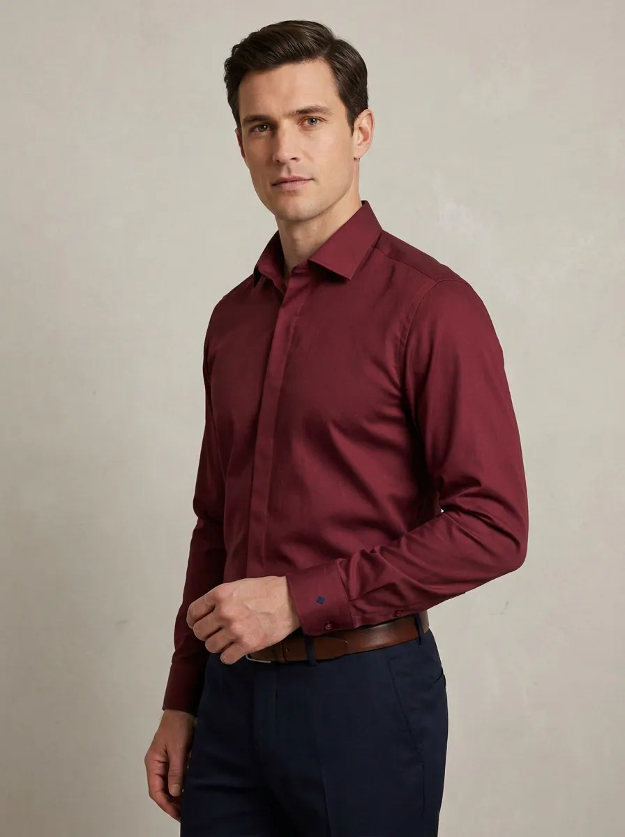 Men's Non-Iron Cotton Formal Long Sleeve Shirt