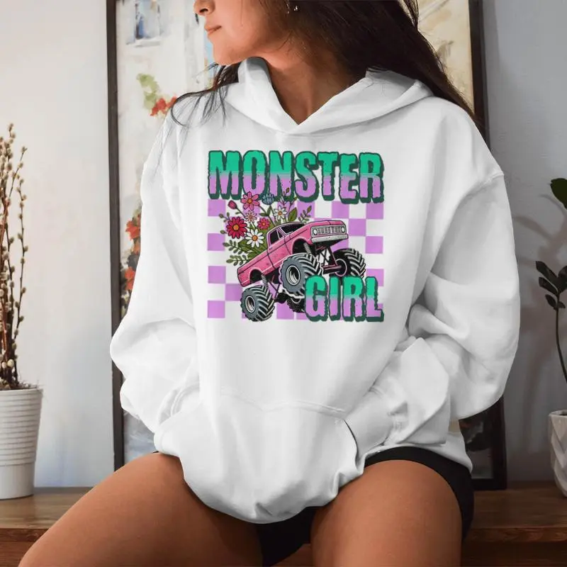 Vintage Monster Truck Girl Retro Women's Monster Truck Lover Women Hoodie