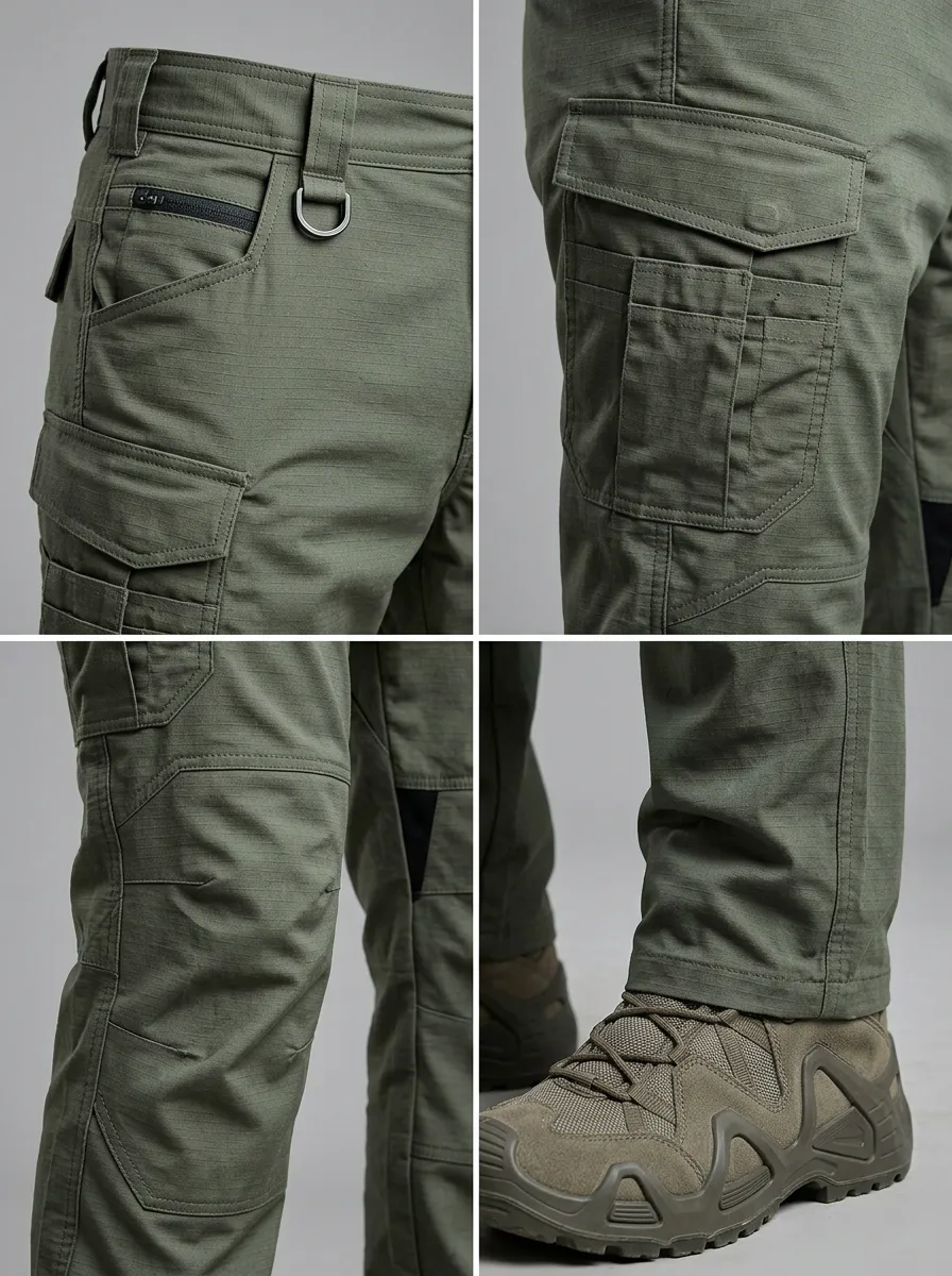 Men's Olive Green Tactical Cargo Trousers