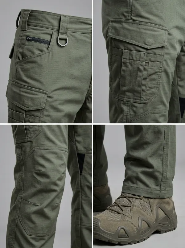 Men's Olive Green Tactical Cargo Trousers
