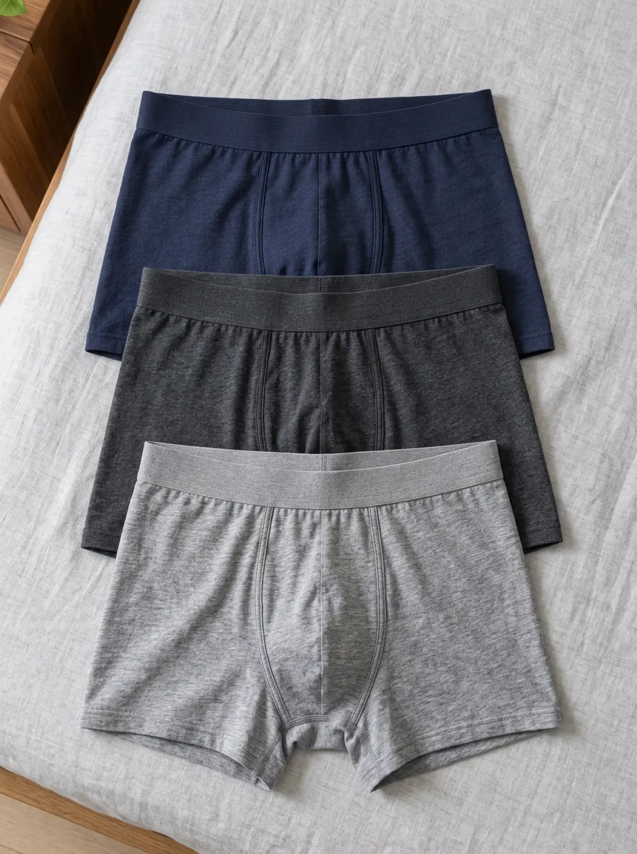 Men's Basic Solid Color Grey Navy Black 3-Pack Boxer Briefs
