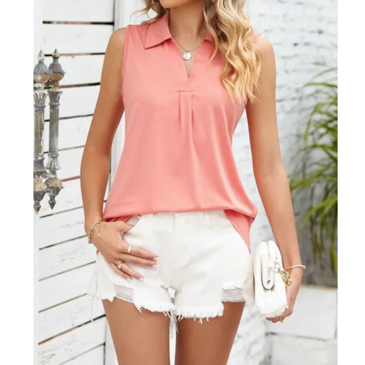 Ruched Johnny Collar Tank