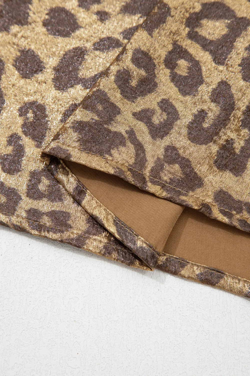 Gold Half Sleeve Metallic Leopard Blouse