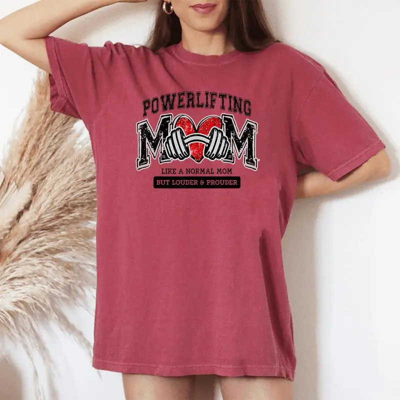 Powerlifting Mom Like Normal Mom Heart Mother's Day Women's Oversized Comfort T-shirt