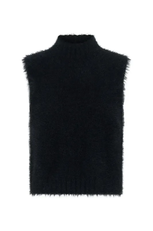 Black Turtleneck Knit Vest