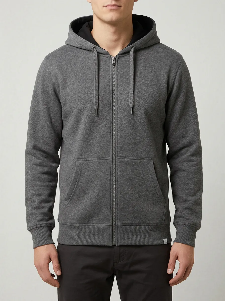 Everyday Zip-Up Solid Layering Style Men's Hoodie
