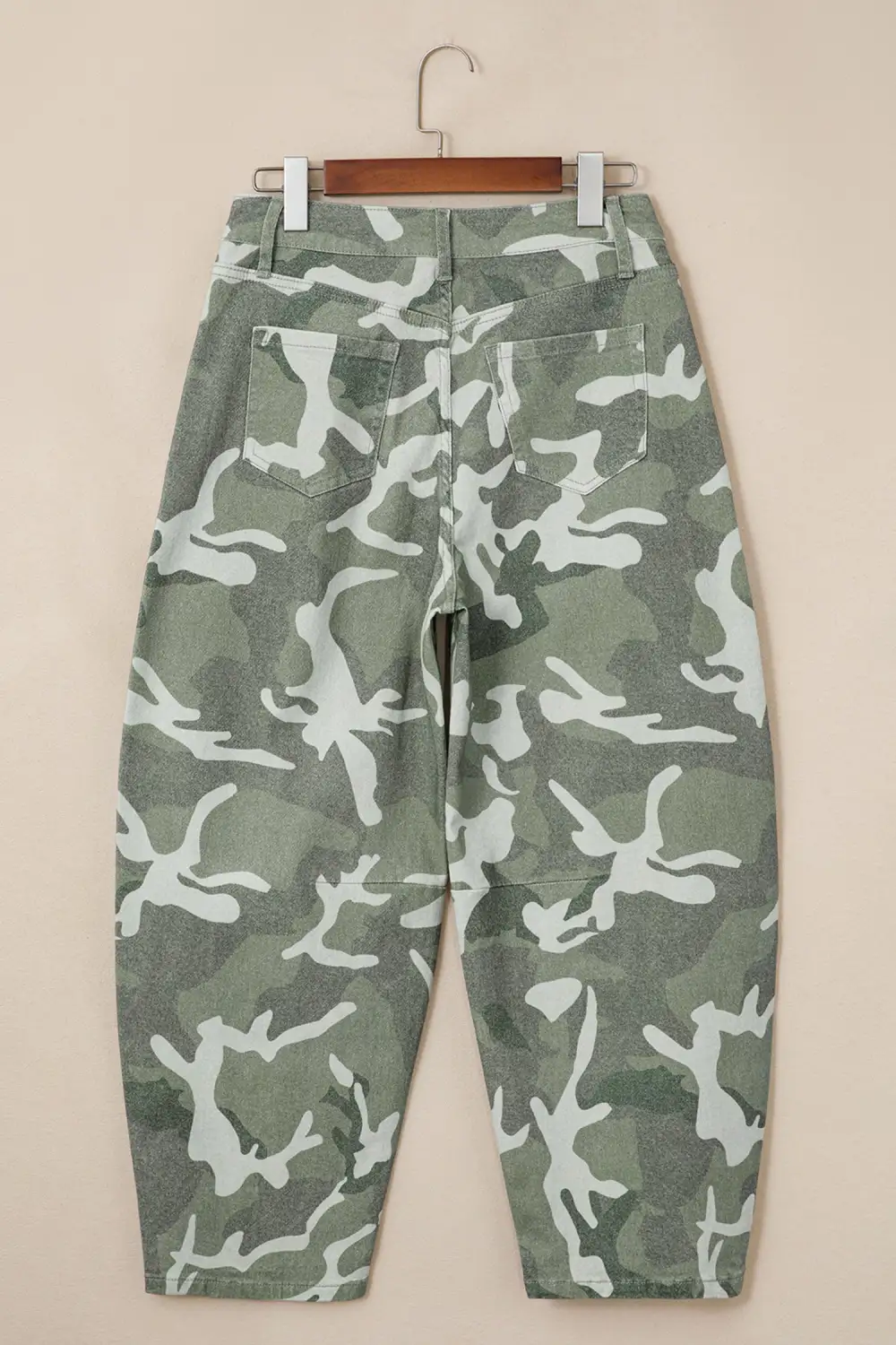 Women's Camo Print Button Fly Straight Leg Ankle Length Jeans