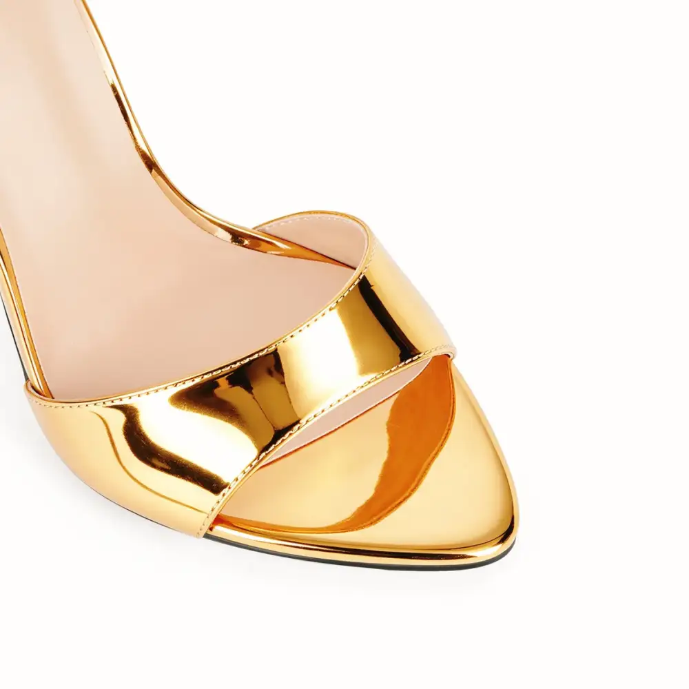 Pointed Toe Patent Leather Mule Sandals