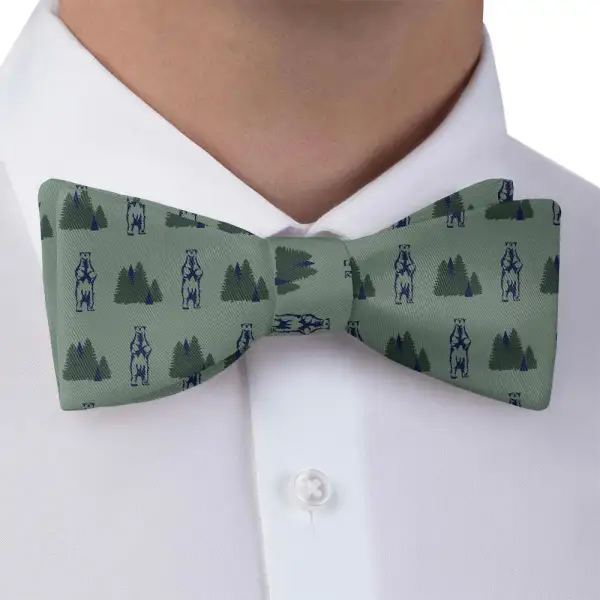 Bear The Woods Pattern Bow Tie