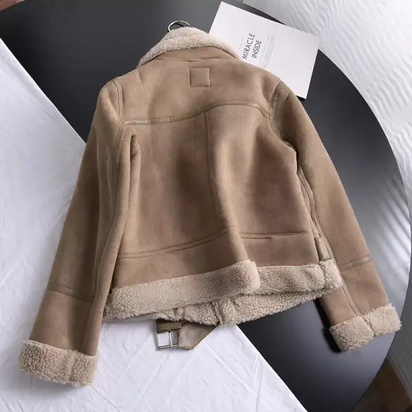 Faux Leather Women's Coat