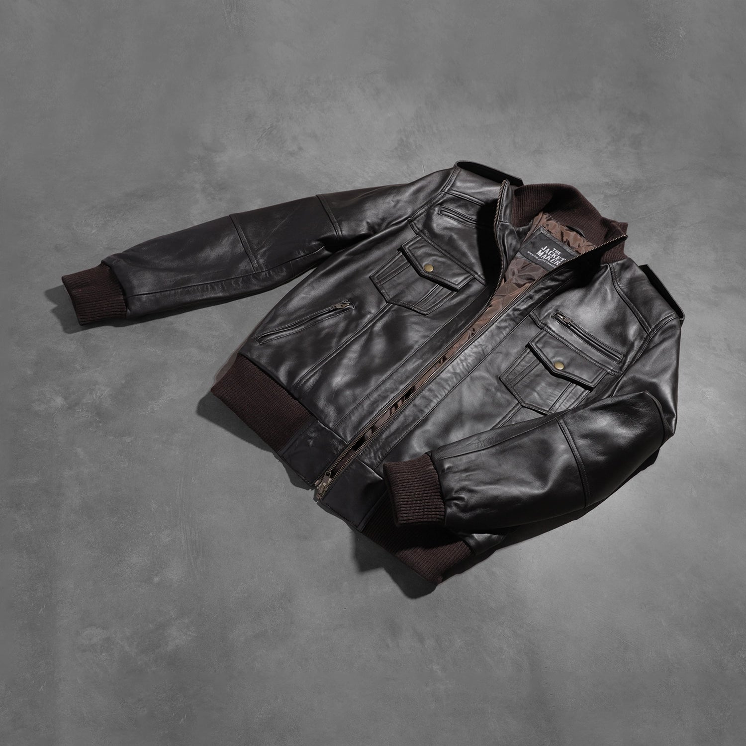 Men's Classic Minimal Bomber Leather Jacket