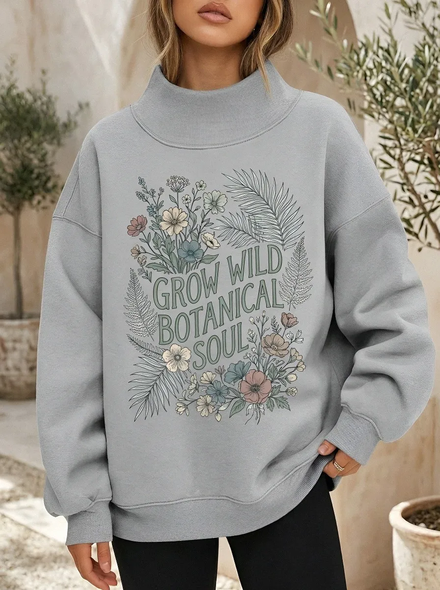 Women's Botanical Nature Lover Grow Wild Printed Sweatshirt